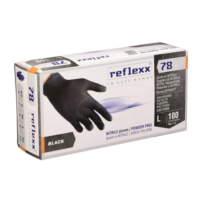 Guanti in Nitrile Nero Senza Polvere 78 - Reflexx
